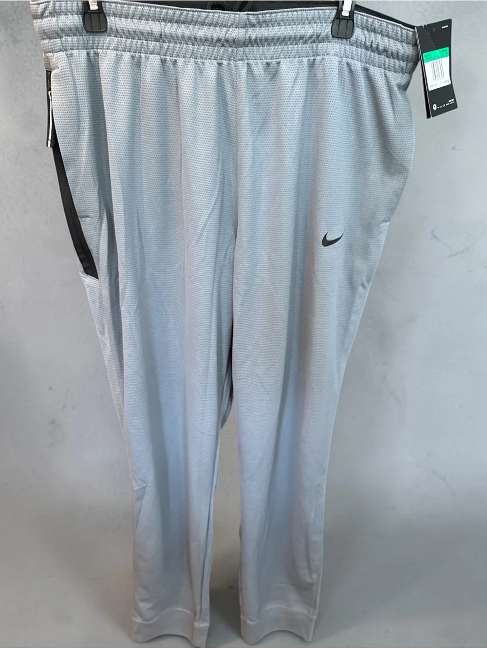 Nike Men’s Light Gray Dri-FIT Jogger Pants with Black Swoosh